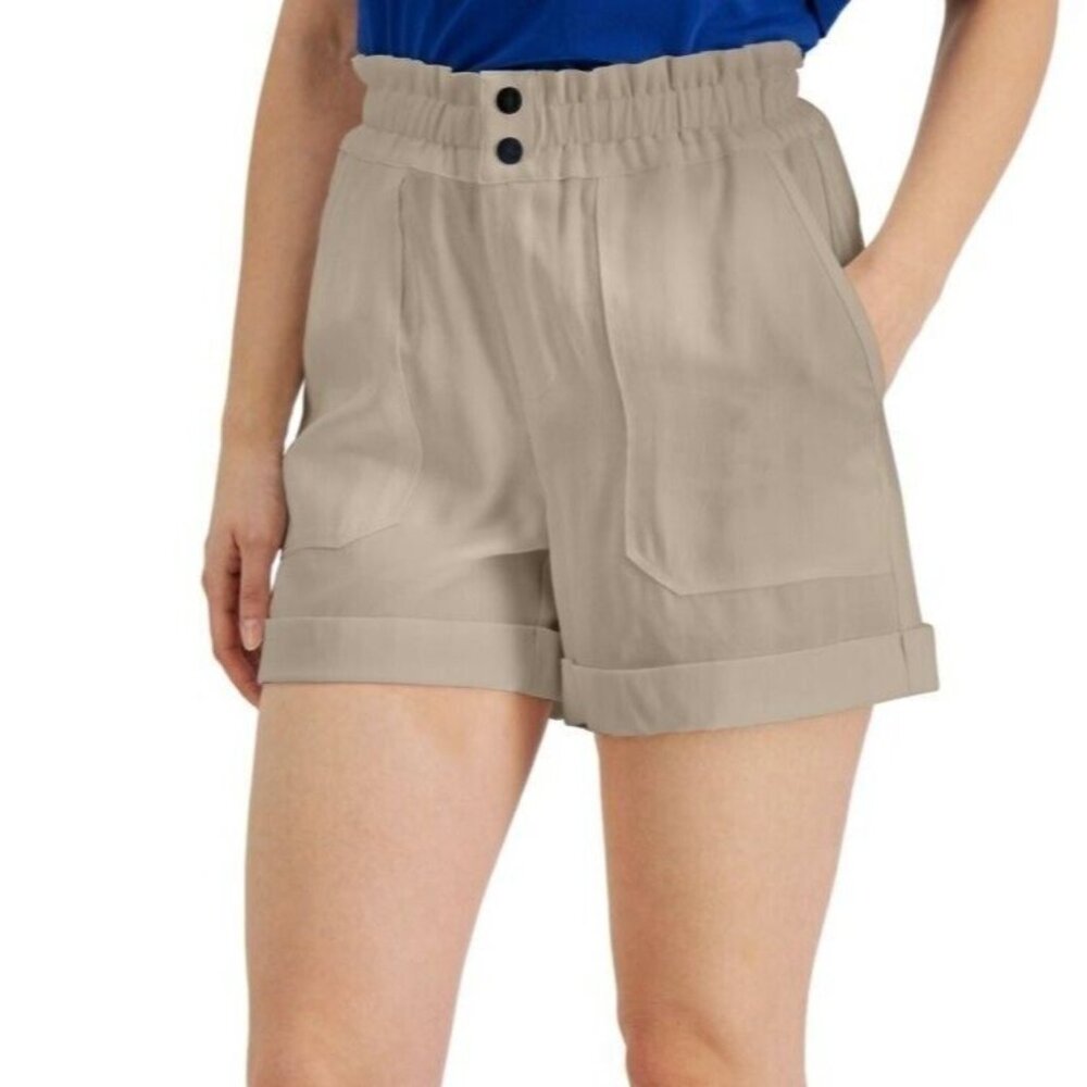 INC International Concepts Womens Size 4 High Rise Twill Shorts Toasted Twine